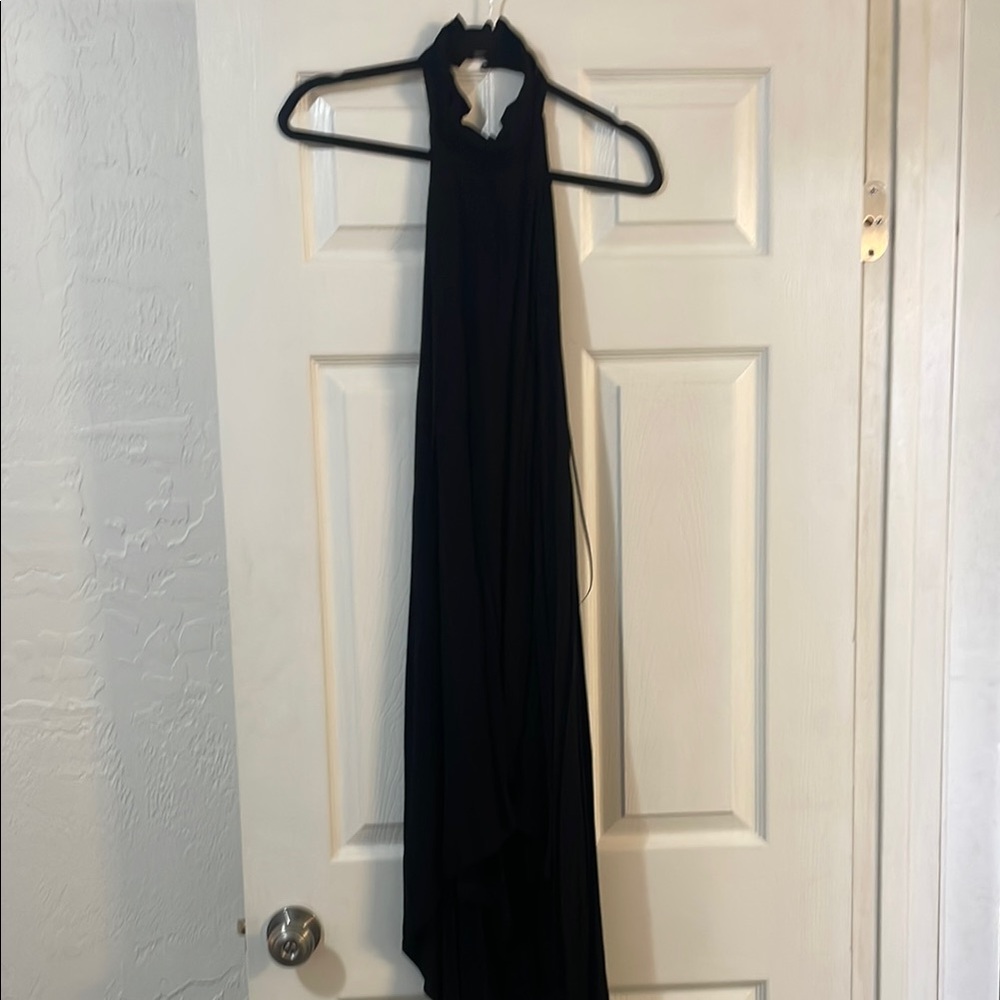 Lush Black High Low Halter Gown